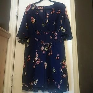 Navy and floral Romper (shorts)